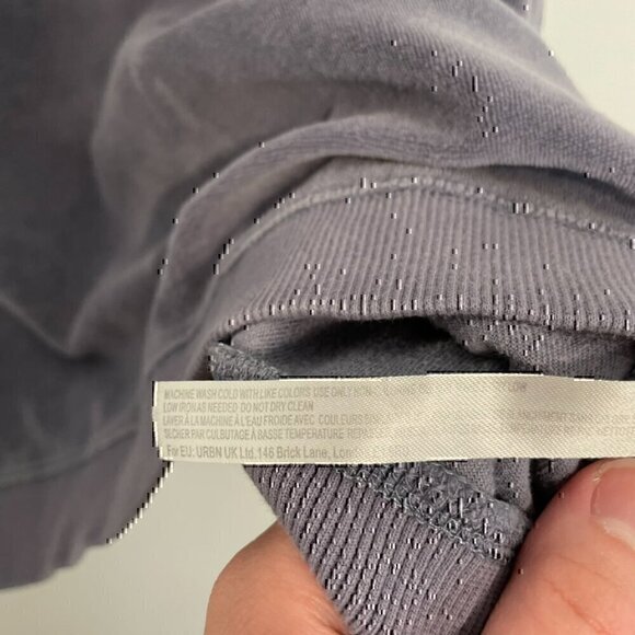 OUT FROM UNDER URBAN OUTFITTERS Vica Boat Neck Sweatshirt Periwinkle Velour Boxy - Picture 9 of 12